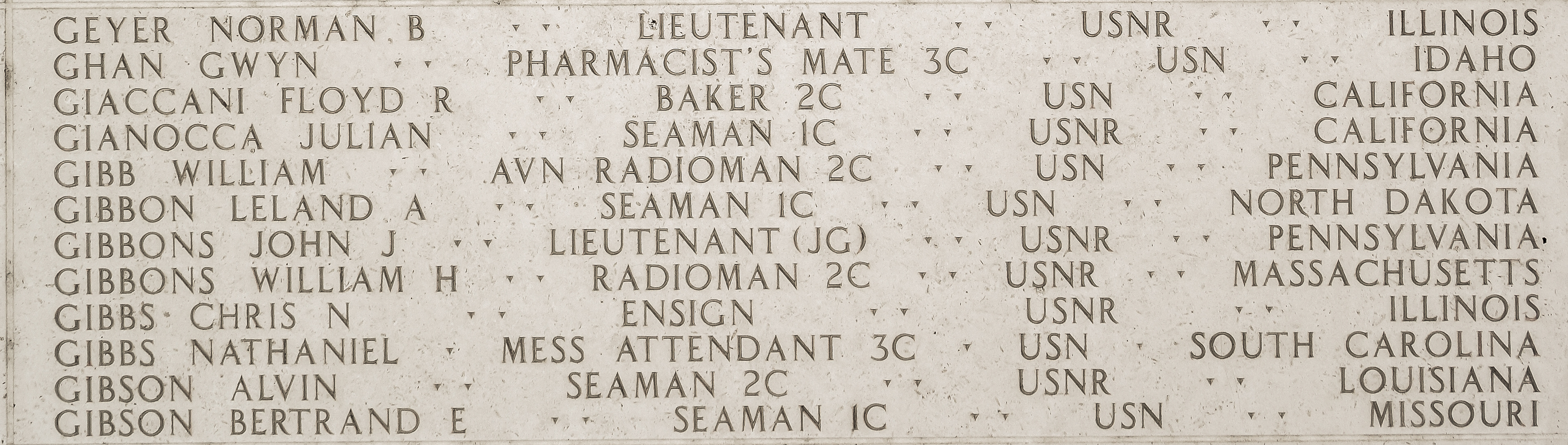 Leland A. Gibbon, Seaman First Class